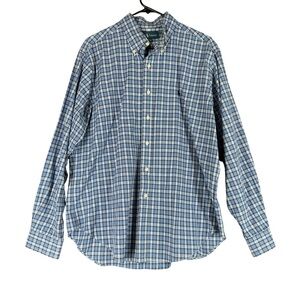 Ralph Lauren Men’s L Large Classic Fit Navy Plaid LS Button Shirt Pony‎ Casual